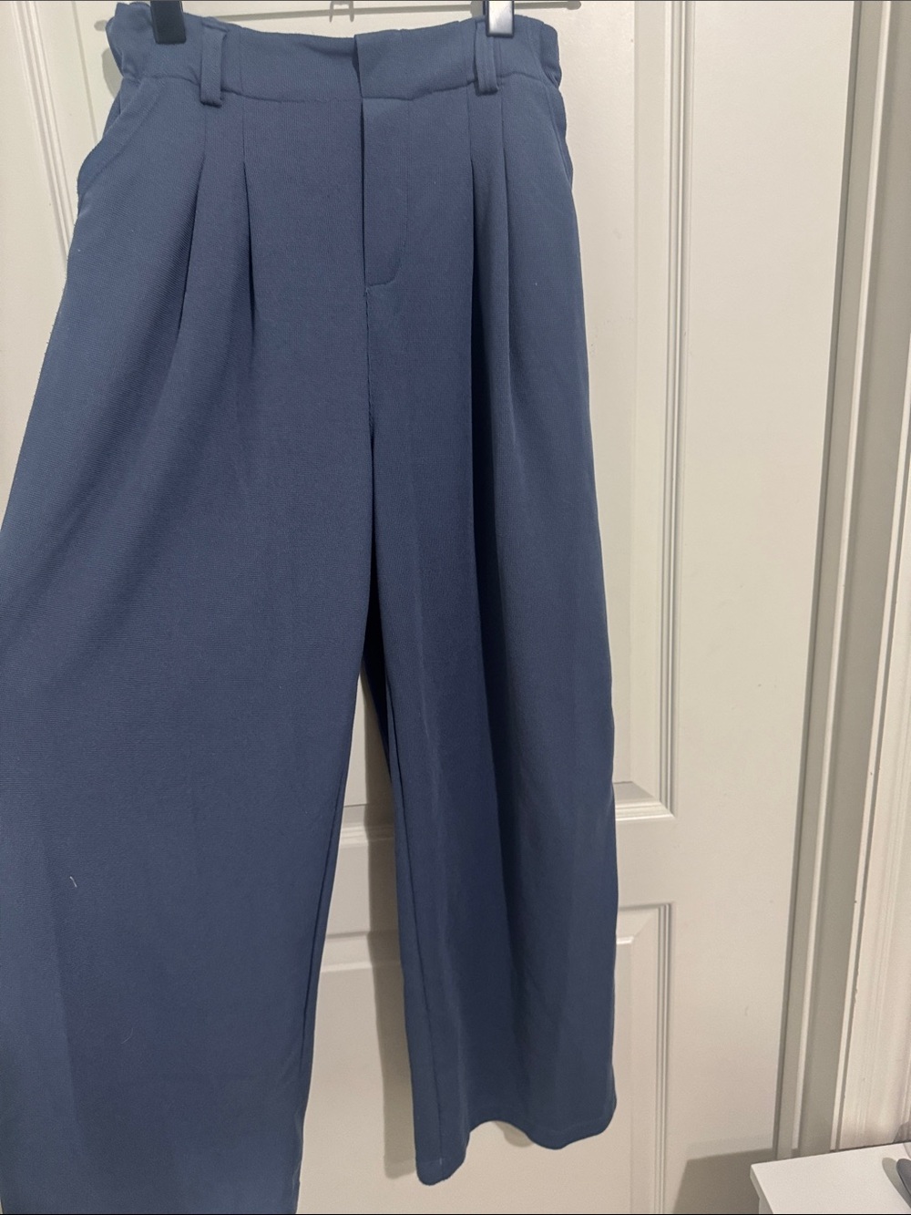 Halara Wide Leg Pleated Trousers in Slate Blue